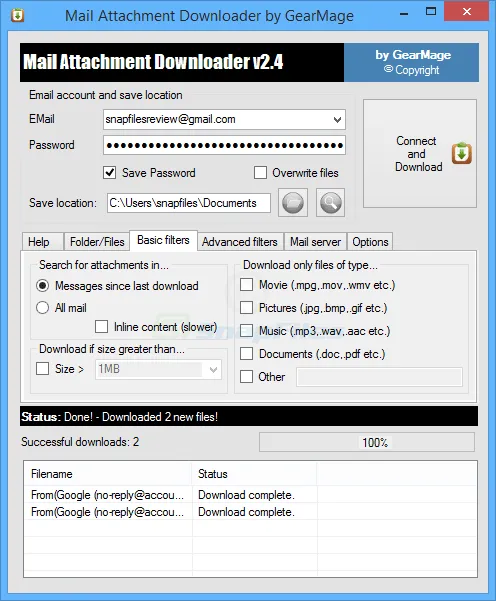 Mail Attachment Downloader Скріншот 2