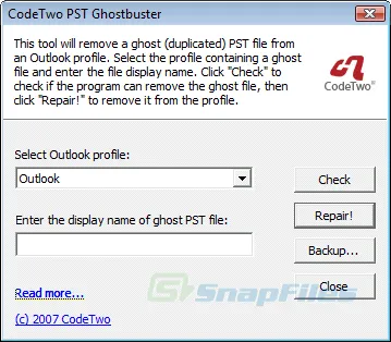 CodeTwo PST Ghostbuster Скріншот 1