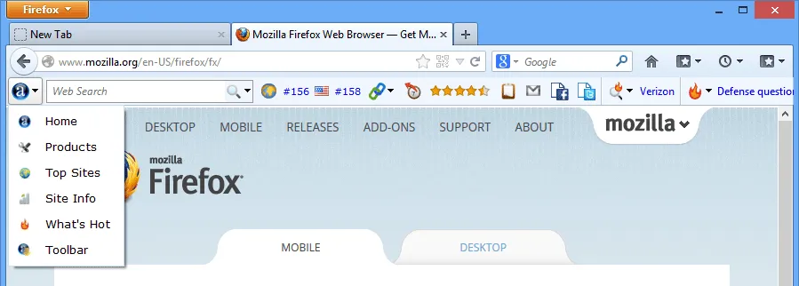 Alexa Toolbar for Firefox Скріншот 1