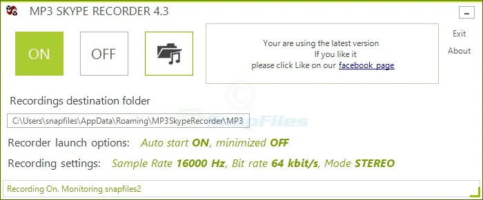 MP3 Skype Recorder Скріншот 1