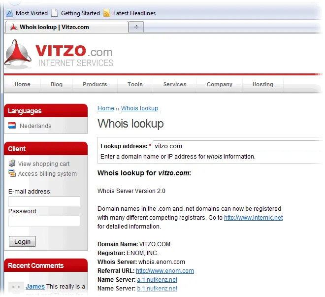 Vitzo WHOIS for Firefox Скріншот 2