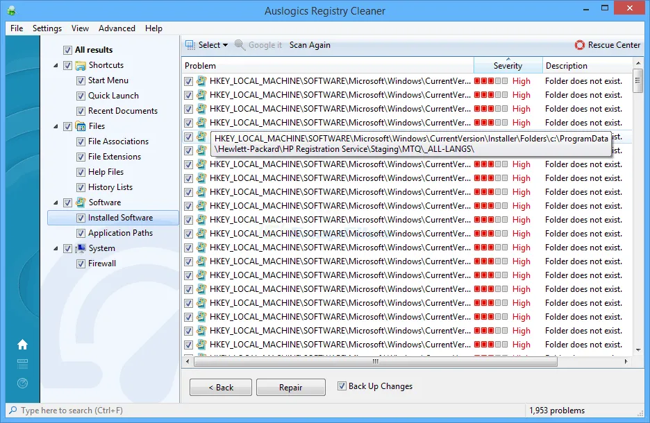 Auslogics Registry Cleaner Скріншот 2