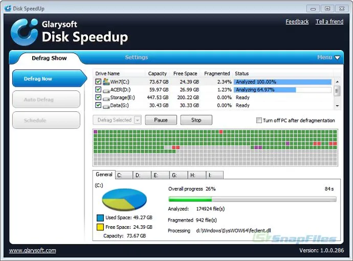 Glarysoft Disk SpeedUp Скріншот 1