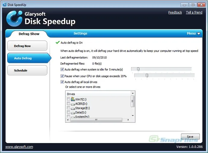 Glarysoft Disk SpeedUp Скріншот 2