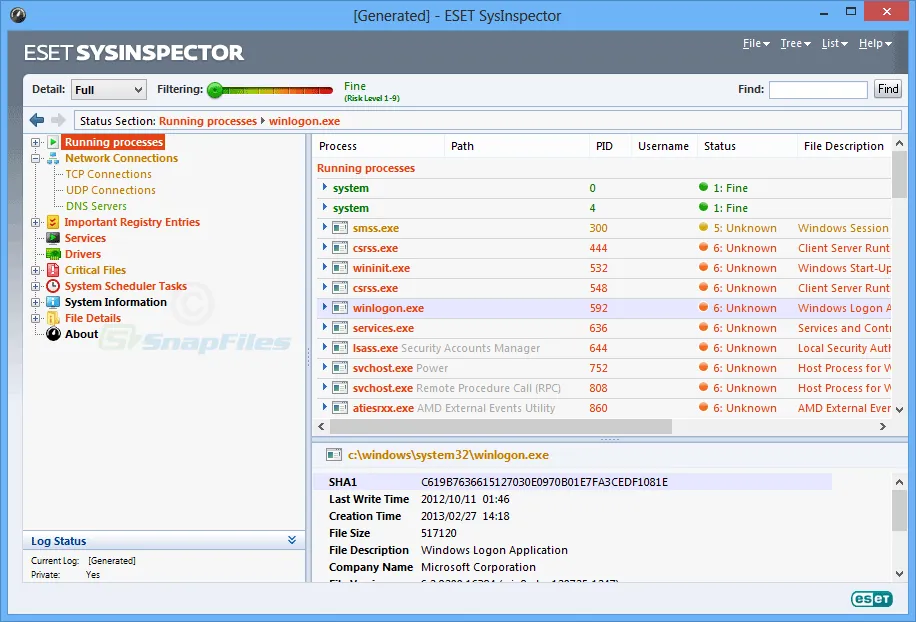 ESET SysInspector Скріншот 1