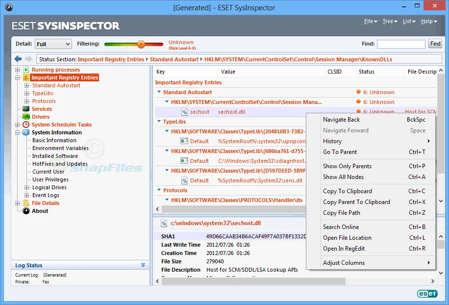 ESET SysInspector Скріншот 2