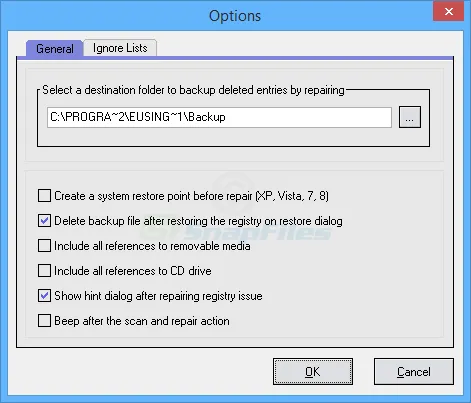 Eusing Free Registry Cleaner Скріншот 2