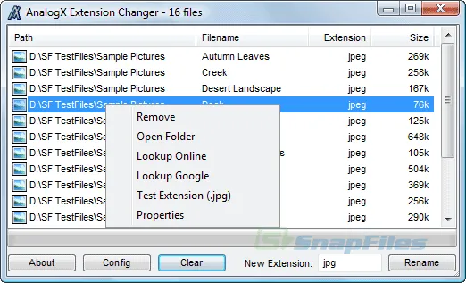 AnalogX Extension Changer Скріншот 2