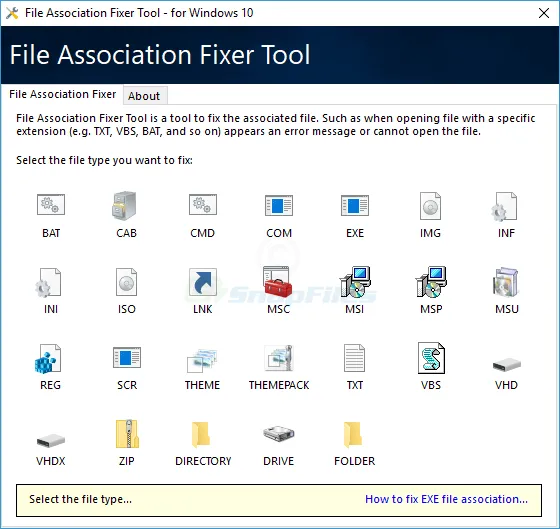 File Association Fixer Tool Скріншот 1