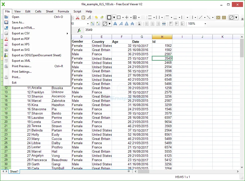 Free Excel Viewer Скріншот 2