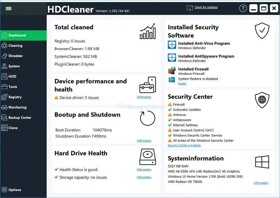 HDCleaner Скріншот 1