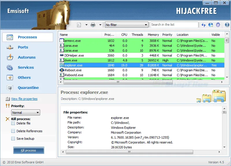 Emsisoft HiJackFree Скріншот 1