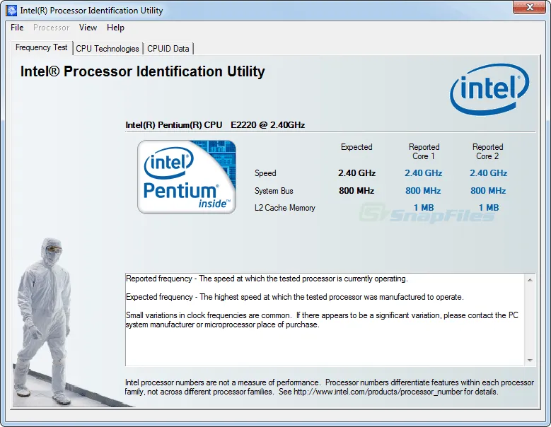 Intel Processor Identification Utility Скріншот 1