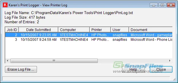 Karens Print Logger Скріншот 2