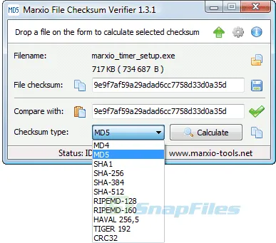 Marxio File Checksum Verifier Скріншот 1