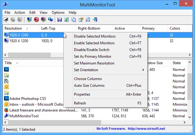 MultiMonitorTool Скріншот 1