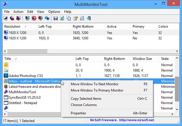 MultiMonitorTool Скріншот 2