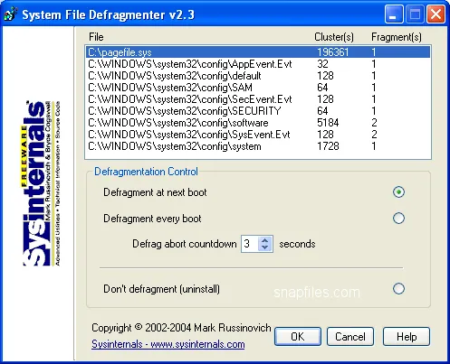 PageDefrag Скріншот 1