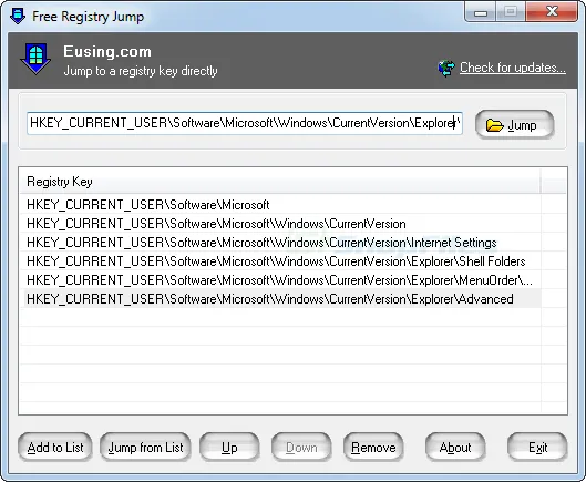 Free Registry Jump Скріншот 1