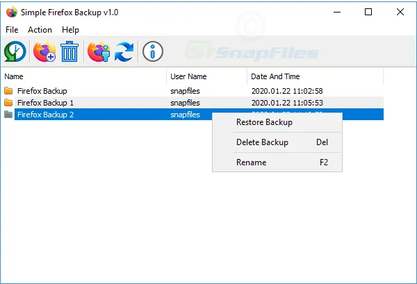 Simple Firefox Backup Скріншот 1