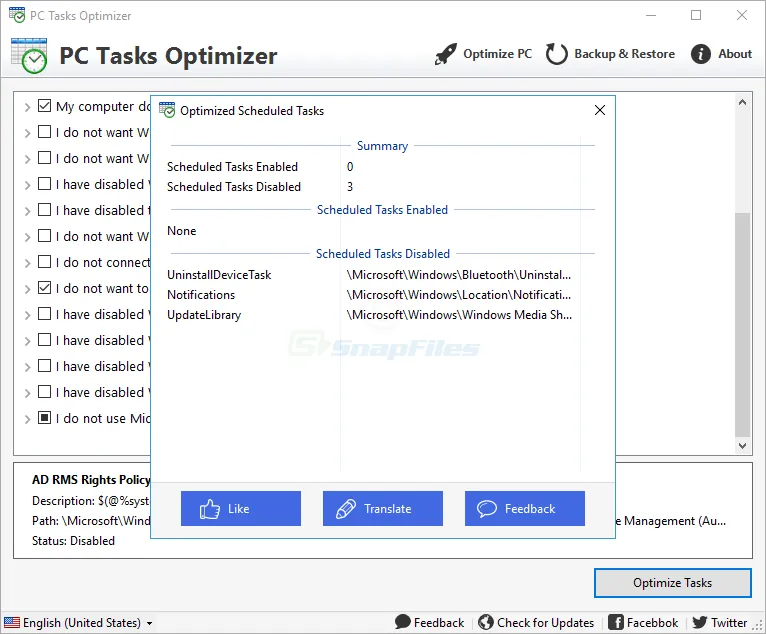 PC Tasks Optimizer Скріншот 2