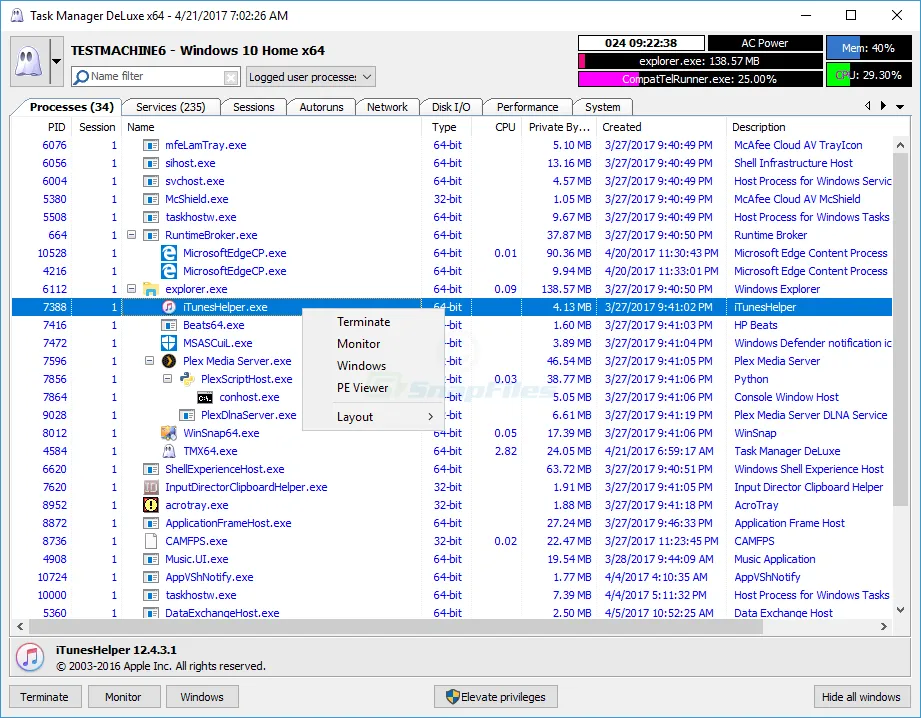 MiTeC Task Manager DeLuxe Скріншот 1