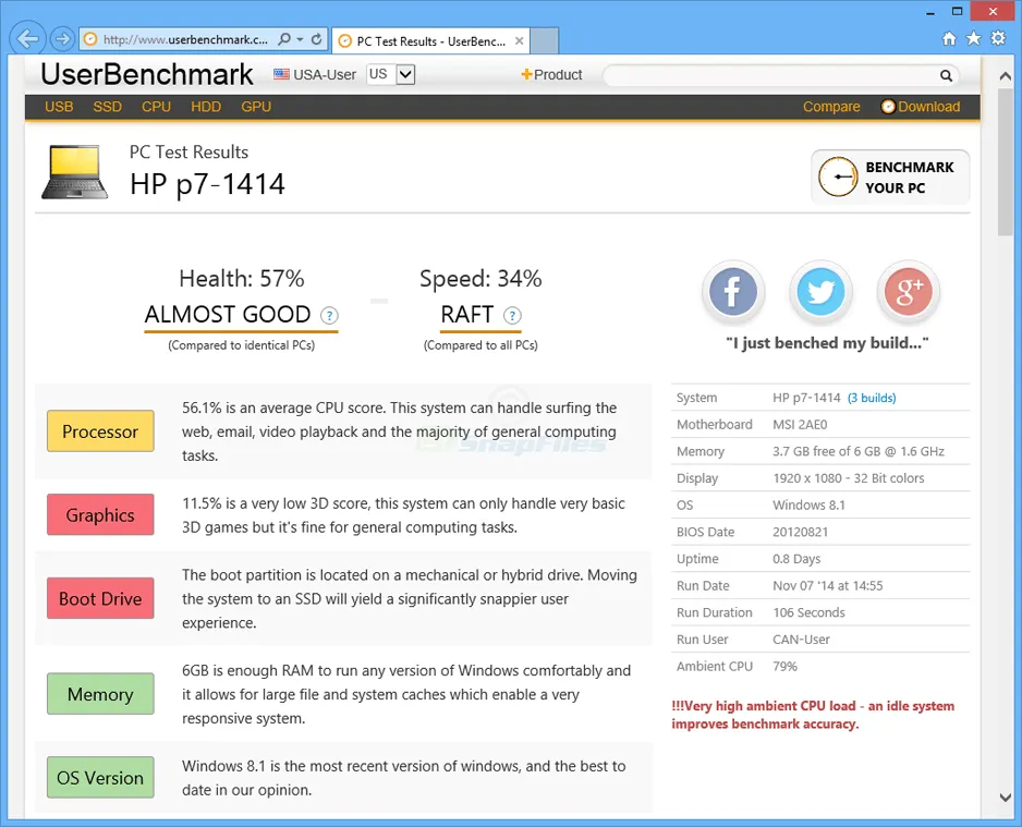 UserBenchmark Скріншот 1