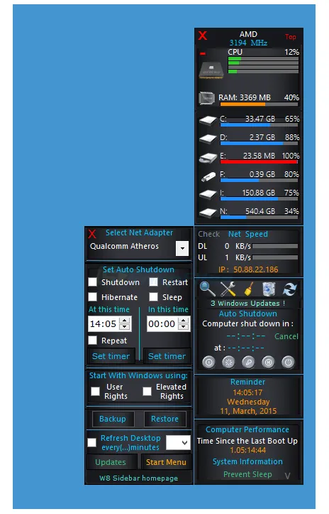 W8 Sidebar Скріншот 2